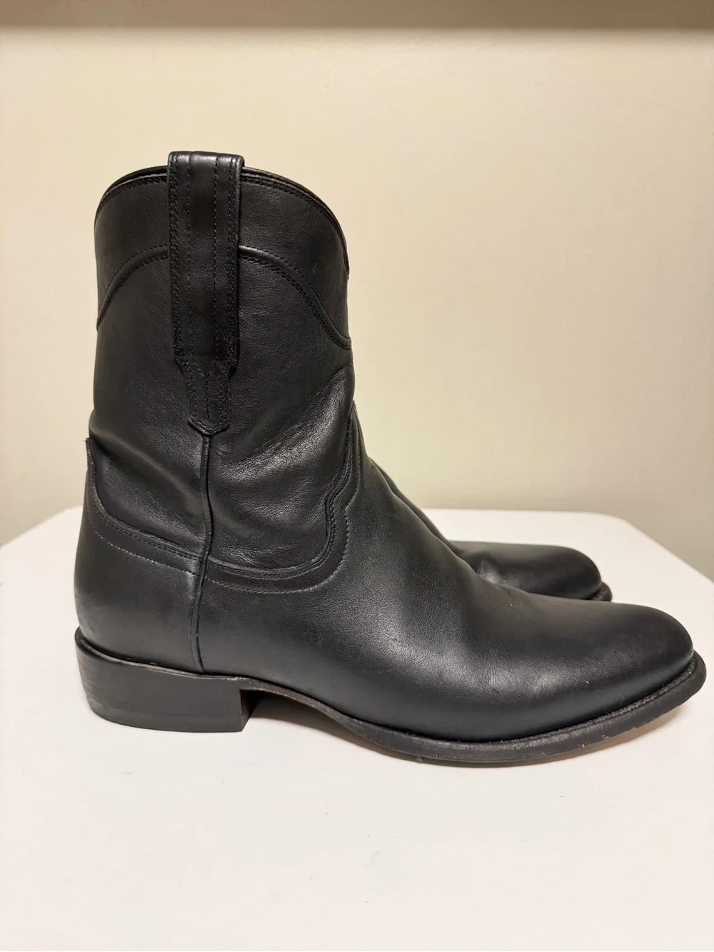 Tecovas The Dean Black Calfskin Leather Zip Cowboy Boots Men’s US 11 D